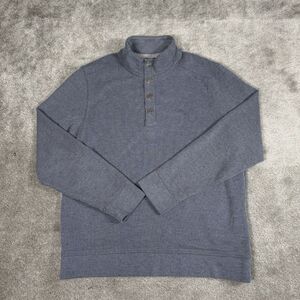 Tommy Bahama Sweater Mens Medium Heathered Blue Fleece 1/4 Quarter Snap Pullover